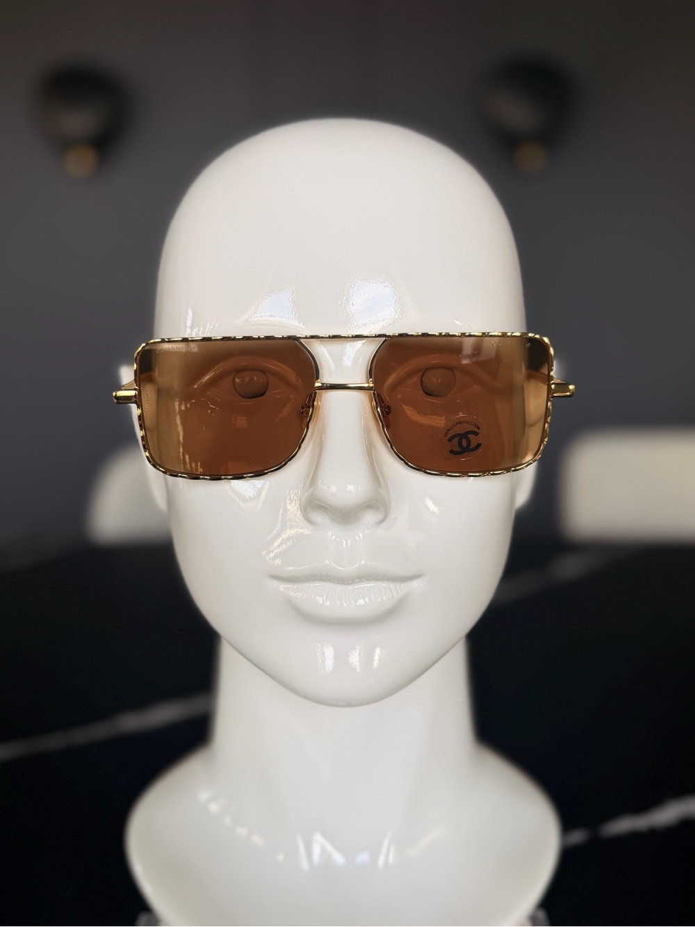 The CHANEL CHA294 Women's Rectangle Gold Metal Sunglasses 🕶️